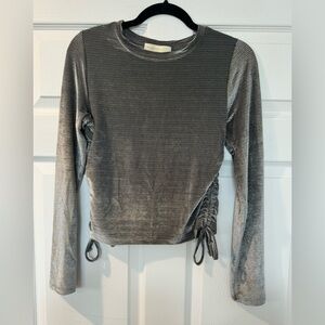 2/$20 Madden Girl Metallic Gray Long Sleeve Top ribbed velvet like material